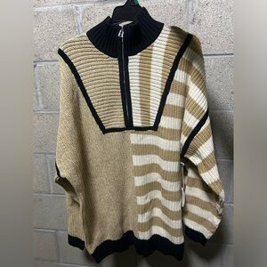Staud oversized Beige and Black Sweater